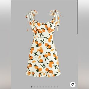 NWT Cider Lemon Print Ruffle Hem Tie Shoulder Mini Dress. Size M